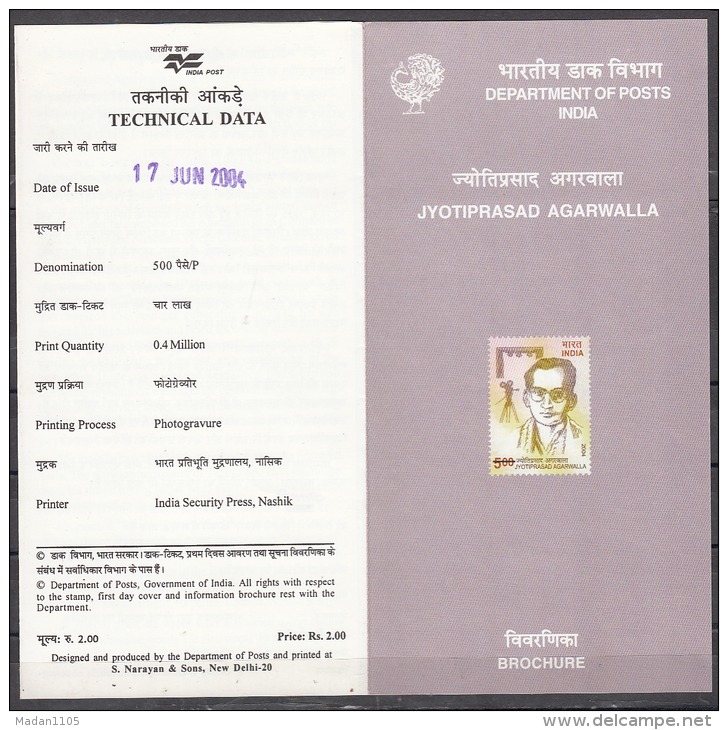 INDIA, 2004, Jyotiprasad Agarwalla, (Patriot, Poet And Musician), Folder - Briefe U. Dokumente