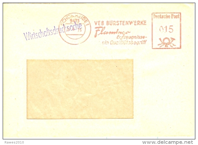 DDR Schönheide AFS 1975 VEB Bürstenwerke Flamingo Bürsten Draht Wirtschaftsdrucksache - Franking Machines (EMA)