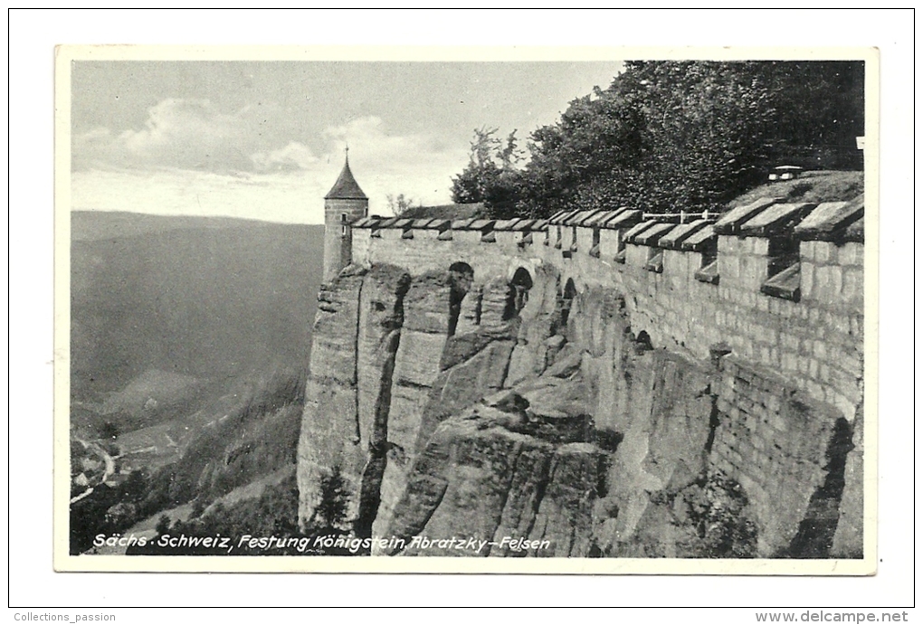 Cp, Allemagne, Sächs, Schweiz, Festung Kônigstein, Abratzky-Felsen - Koenigstein (Saechs. Schw.)