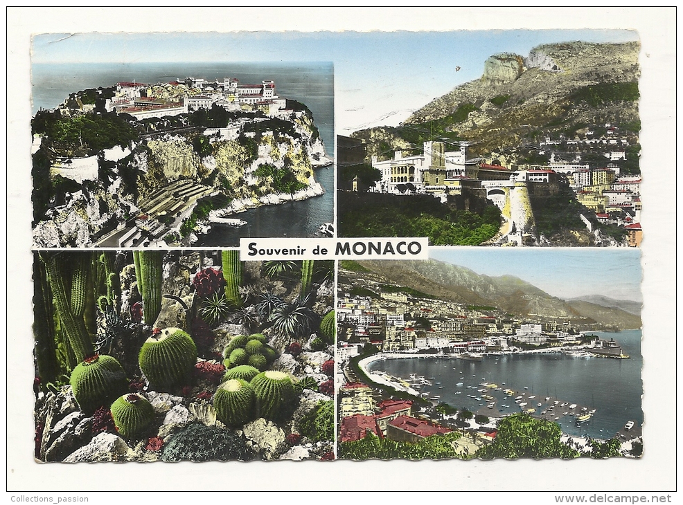 Cp, Monaco, Multi-Vues, Voyagée 1956 - Panoramische Zichten, Meerdere Zichten