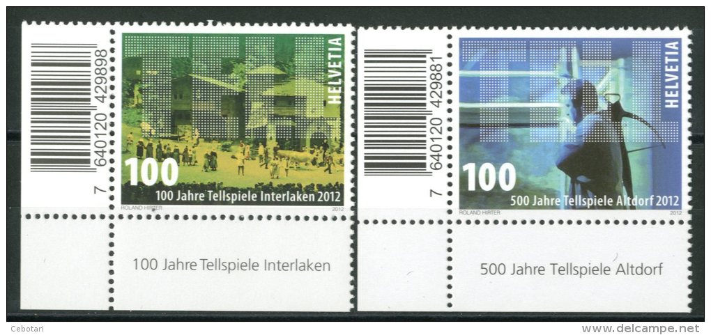 SVIZZERA / HELVETIA 2012** - Anniversari Teatri Di Tell - 2 Val. MNH Con Codice A Barre Come Da Scansione - Nuovi