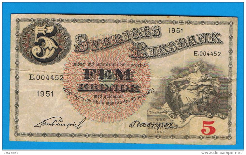 SUECIA - 5 Kronur 1951 Circulado  P-33 - Sweden