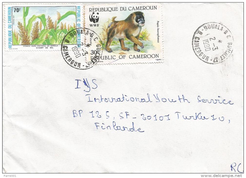 Cameroon Cameroun 1990 Douala RC Guichet 17 WWF Drill Monkey Ape Maize Cover - Brieven En Documenten