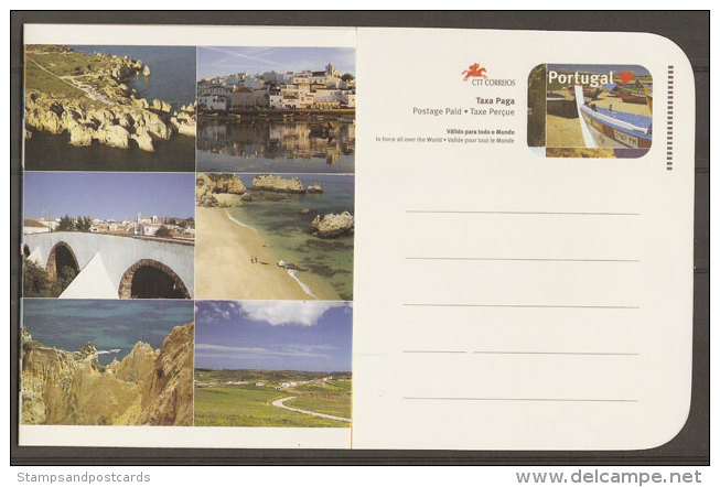 Portugal Entier Postal Algarve Multivue Golf Phare Pont Plage Postal Stationery Algarve Golf Lighthoue Beach Bridge - Golf