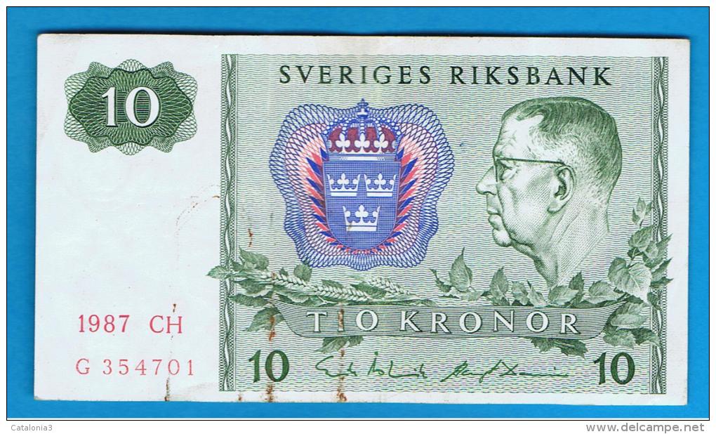 SUECIA - 10 Kronur 1987 Poco Circulado   P-52 - Schweden