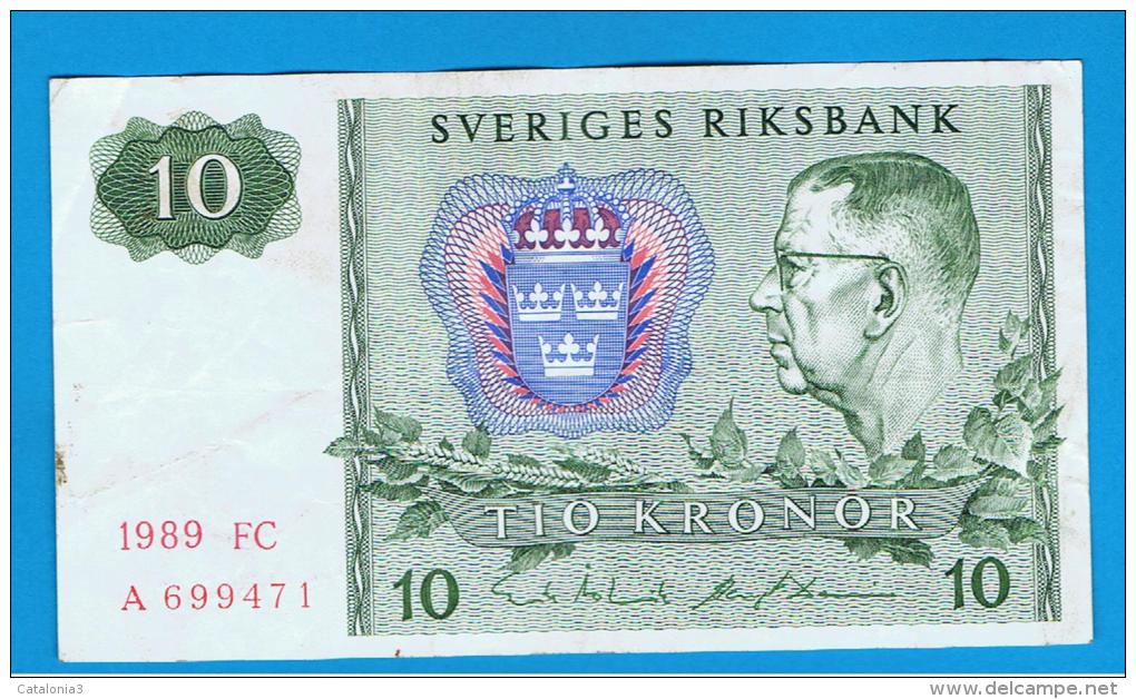 SUECIA - 10 Kronur 1989 Poco Circulado   P-52 - Zweden