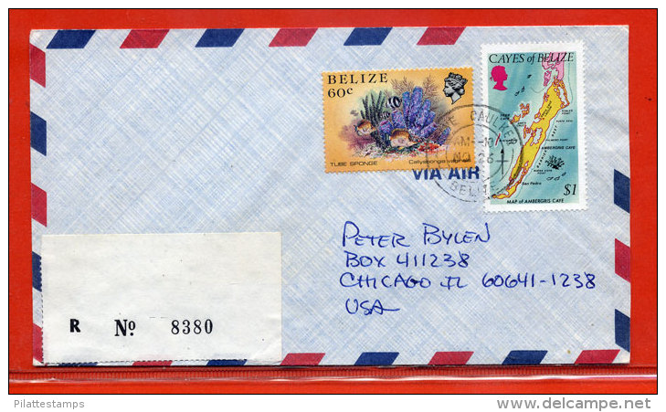 BELIZE CAYES N°8 1$ NON-EMIS SUR LETTRE RECOMMANDEE DE 1987 - Belize (1973-...)