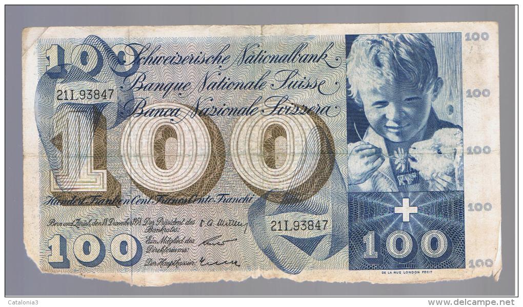SUIZA - SWITZERLAND - SUISSE - 100 Francs 1958 Muy Circulado  P-49 - Suisse