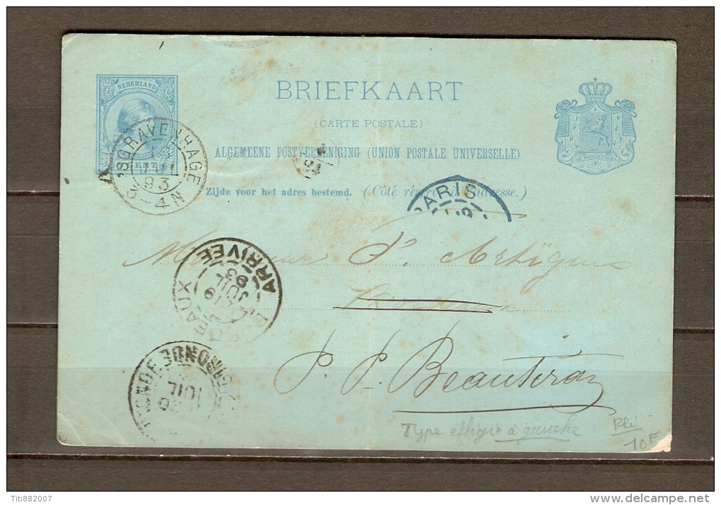 PAYS BAS / NEDERLAND.   .Briefkaart De Gravenhage Pour Bordeaux ( France ) - Postal Stationery