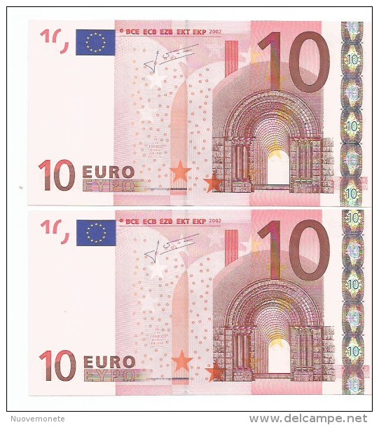 S ITALIA ITALY J008 ..  NOTE BANCONOTA DA 10 EURO  TRICHET RARISSIMA - 10 Euro