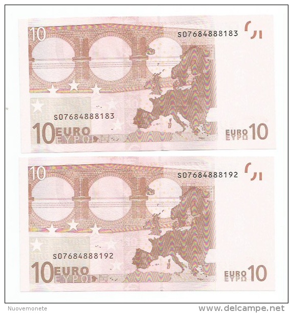 S ITALIA ITALY J008 ..  NOTE BANCONOTA DA 10 EURO  TRICHET RARISSIMA - 10 Euro