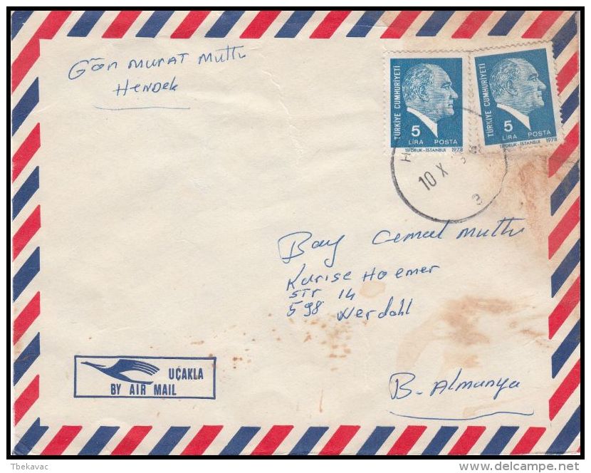 Turkey 1979, Airmail Cover Handek To Werdohl - Luftpost