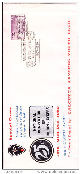 Special Cover On National Convention Of Indian Jaycees By Calcutta Jaycees Outh Club On 19.12.1980 - Briefe