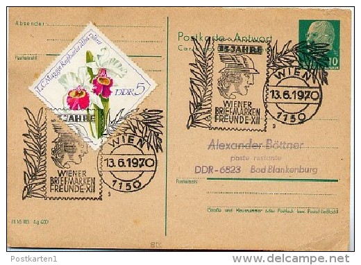 MERKUR BRIEFMARKENFREUNDE WIEN 1970 Auf DDR-Antwort-Postkarte P77 A - Mythology