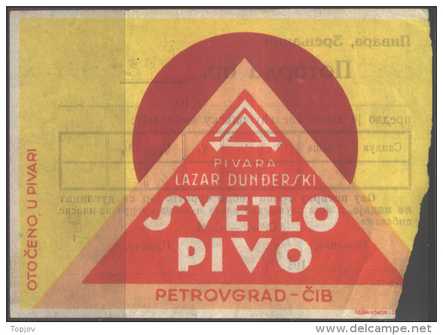 YUGOSLAVIA - JUGOSLAVIA  - BEERS - SVETLO PIVO - PETROGRAD - PIVARA DUN&#272;ERSKI  - 1950 - Bières