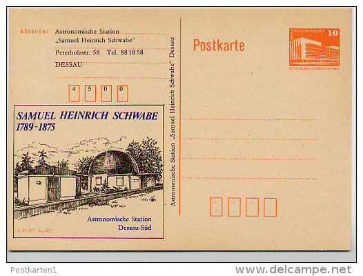 DDR P86II-46-89 C72 Privater Zudruck SAMUEL SCHWABE Astronomische Station Dessau 1989 - Privatpostkarten - Ungebraucht