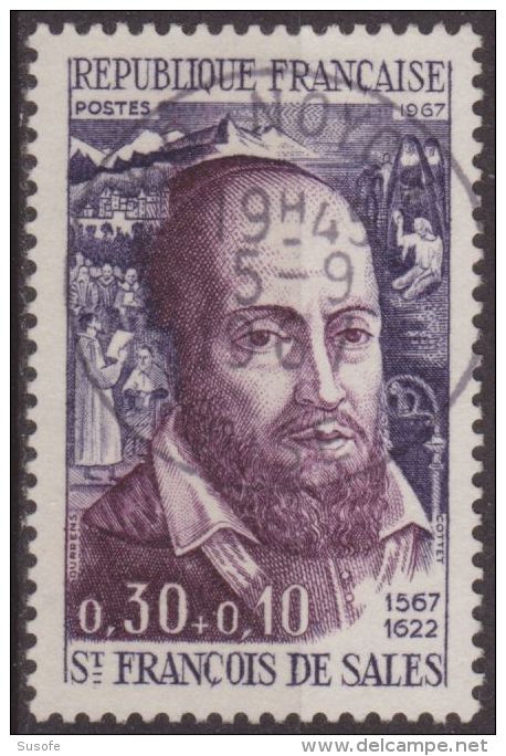 Francia 1967 Scott B406 Sello º Personajes San Francisco De Sales (1567-1622) 0,30+0,10F France Stamps Timbre Frankreich - Usados