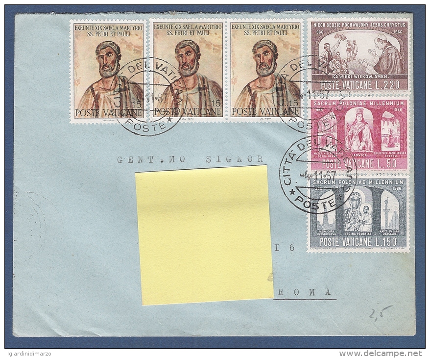 VATICANO - Storia Postale 1967 - Busta Viaggiata Con Affrancatura Di 6 Valori - In Buone Condizioni. - Variétés & Curiosités