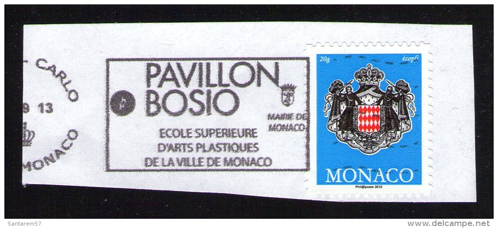 Monaco 2012 Oblitéré Thème Pavillon Bosio écopli Bleu Validité Permanente Blason - Altri & Non Classificati