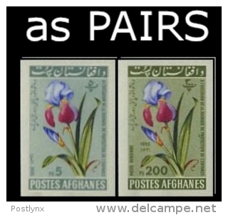 AFGHANISTAN 1962 Flowers Children 5/200ps IMPERF.PAIRS:2 (4 Stamps)     [non Dentelé,Geschnitten,no Dentado] - Afghanistan