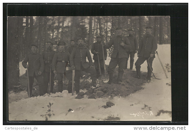 Photo-CPA Pioniere Errichten Im Wald Einen Unterstand - War 1914-18