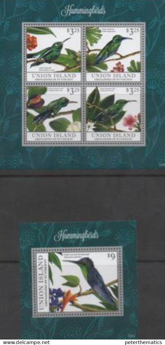 UNION ISLAND,2013,MNH, BIRDS, HUMMING BIRDS,   SHEETLET+  S/S, - Hummingbirds