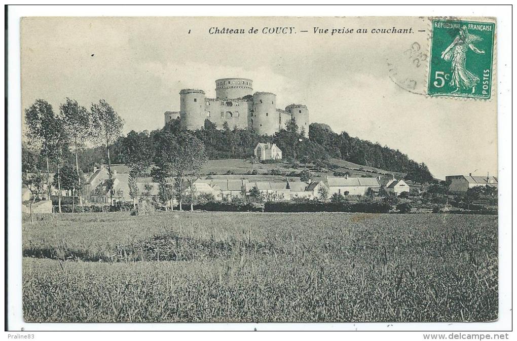 CPA -CHATEAU DE COUCY -VUE PRISE AU COUCHANT -Aisne (02) -Circulé 1910 - - Other & Unclassified