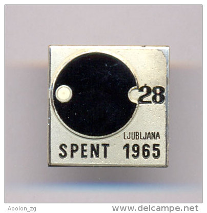 TABLE TENNIS -  28TH WORLD CHAMPIONSHIP - LJUBLJANA 1965, Nice Silver Plated Pin Badge.Made By BERTONI-MILANO. - Table Tennis