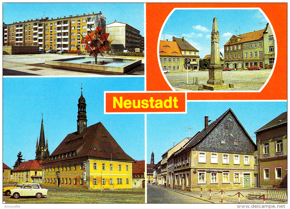 NEUSTADT IN SACHSEN (Kreis Sebnitz) - Friedrich-Engels-Straße. Postmeilensaüle. Rathaus. Bahnhotstraße - Sebnitz