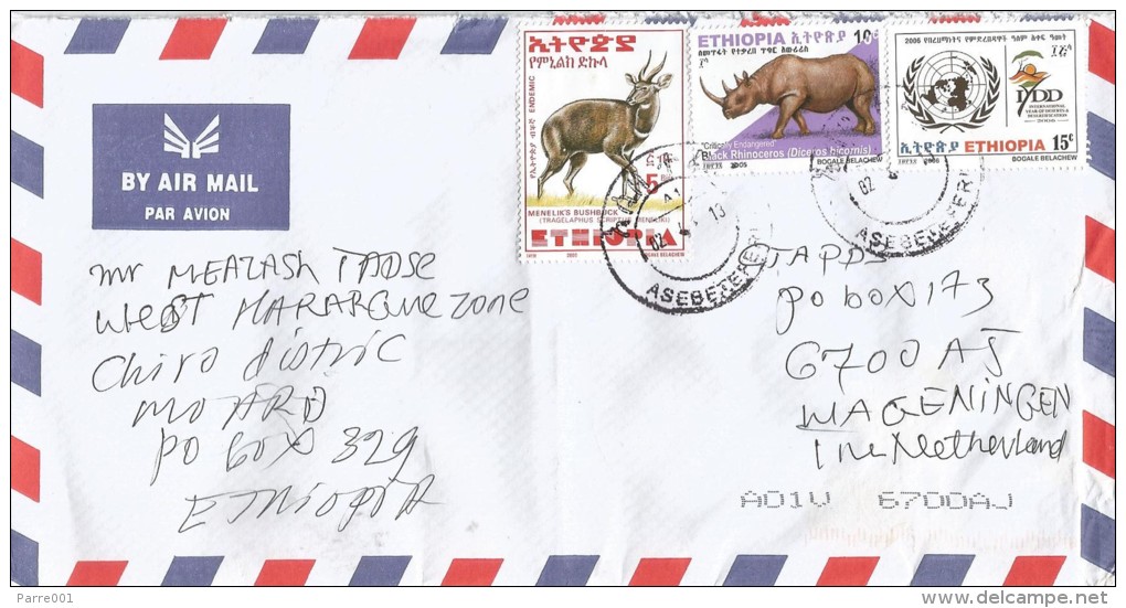 Ethiopia 2013 Asebeteferi A1 Antilope Rhinoceros IDD Desertification Cover - Ethiopie