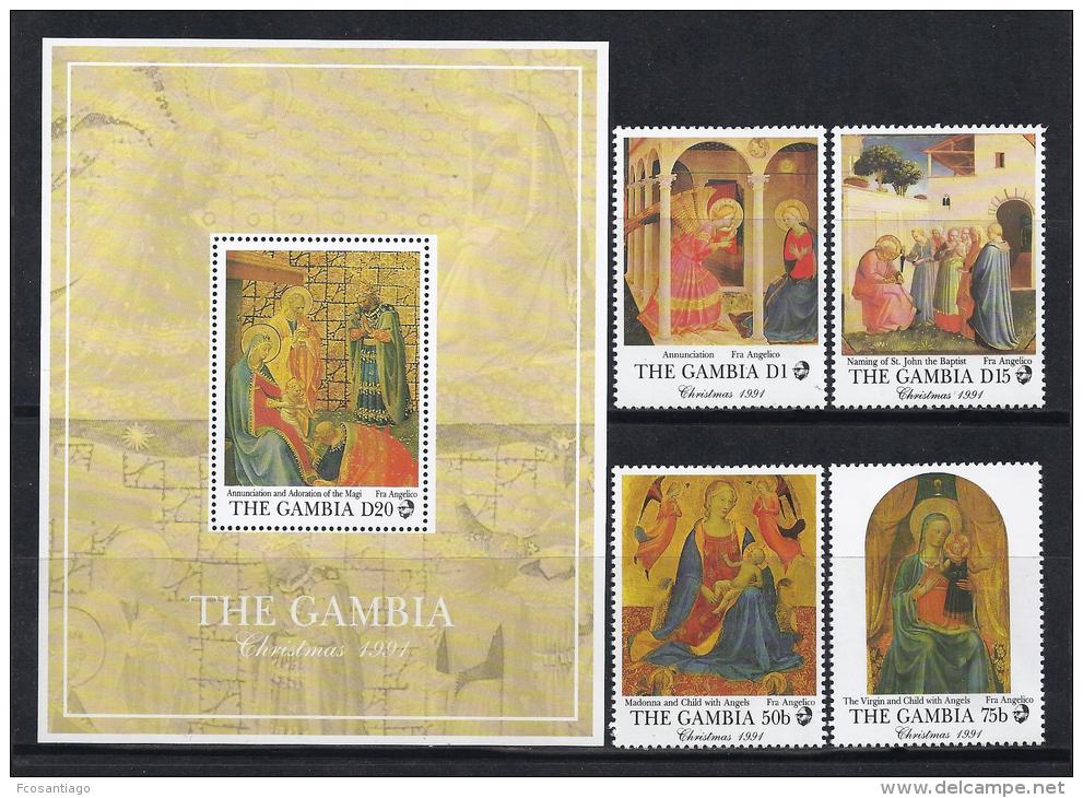 PINTURA - GAMBIA 1991 - Yvert #1081/84+H123 - MNH ** - Religión