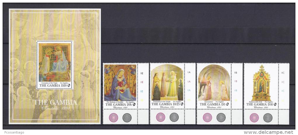 PINTURA - GAMBIA 1991 - Yvert #1085/88+H124 - MNH ** - Religión