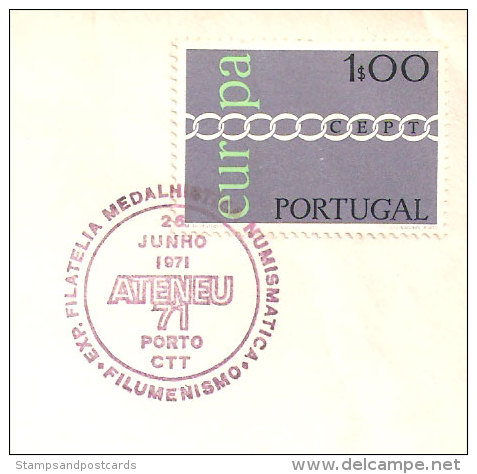 Portugal Cachet A Date Expo Philatelique Numismatique Boîtes Allumettes 1971 Porto Event Pmk Stamps Coins Matches Expo - Postal Logo & Postmarks