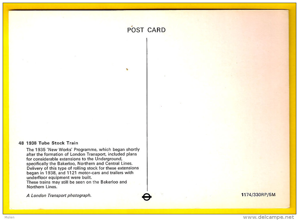 LONDON TRANSPORT UNDERGROUND TUBE STOCK TRAIN 1938 CENTRAL LINE METRO TREIN LOCOMOTIVE LOCOMOTIEF ZUG TRENO STATION 1197 - Metro