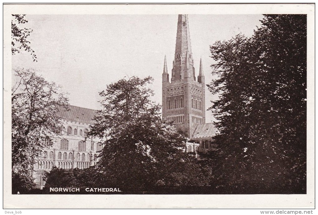 Postcard NORWICH Cathedral 1916 SH Sepia Gloss Norfolk WW1 - Norwich