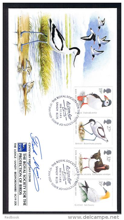 RB 949 - 1989 Signed GB First Day Cover FDC - Birds With Sandy Special Cancel - Frank Muir Autograph - 1981-1990 Em. Décimales
