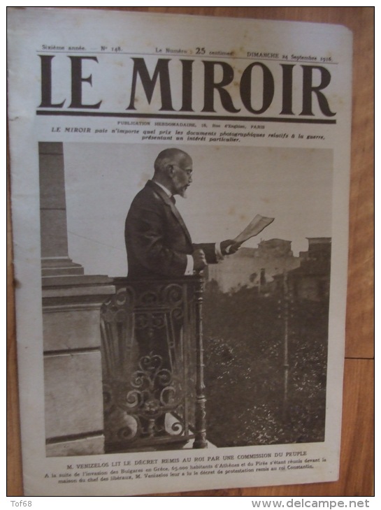 Le Miroir N° 148 Du 24 Septembre 1916 Guerre 14 / 18 - 1900 - 1949