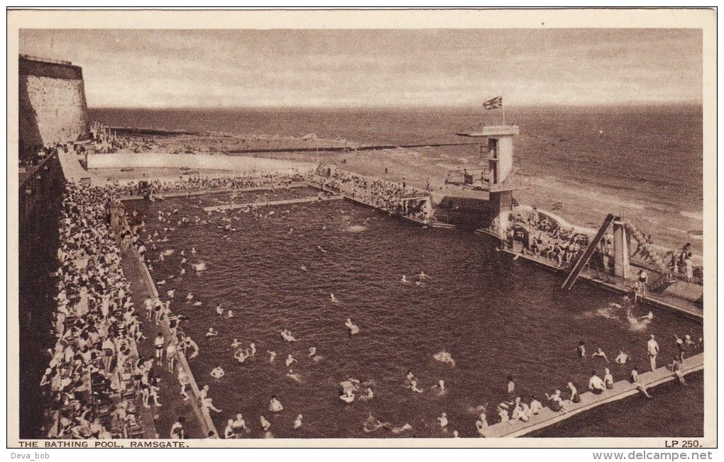 Sepia Postcard Bathing Pool RAMSGATE Kent AH&S Paragon Margate Swimming Swim - Ramsgate