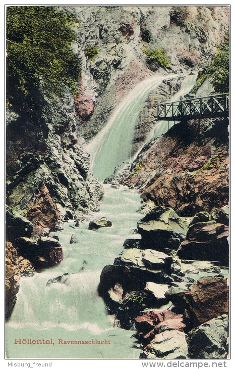 (15-082) Ak Höllental Ravennaschlucht Bahnpost "FREIBURG(BRSG)-DONAUESCHINGEN" 1910 - Usados