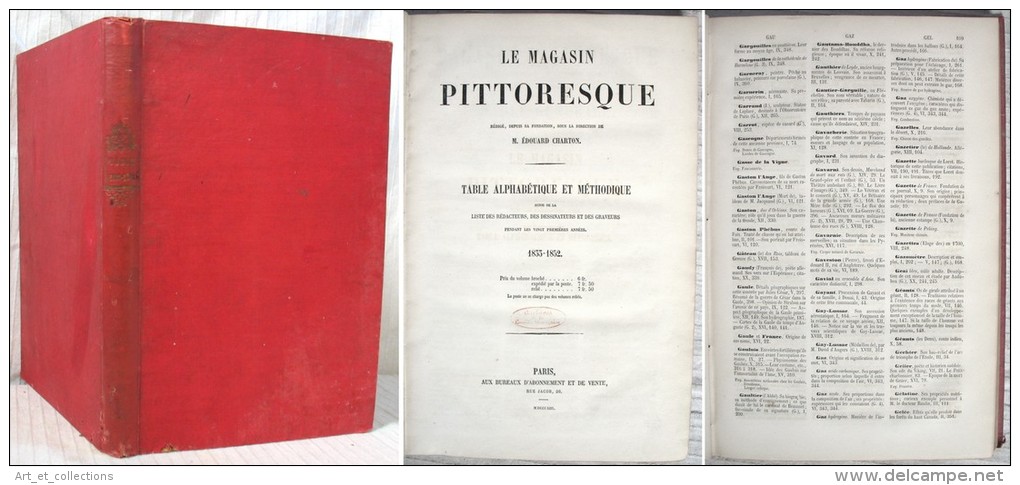 Table Alphabétique Du Journal « Magasin Pittoresque » Pour Les Années 1833 à 1852 - Revues Anciennes - Avant 1900
