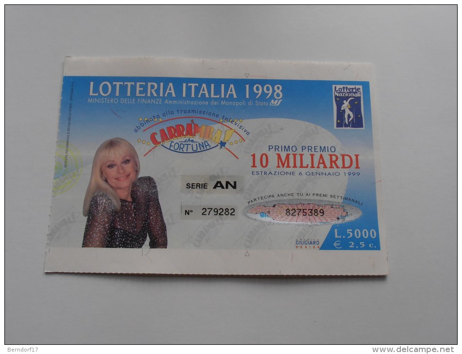 LOTTERIA ITALIA 1998 - Werbepostkarten