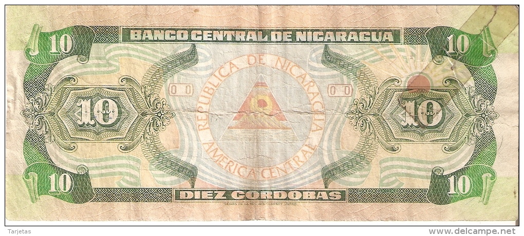 BILLETE DE NICARAGUA DE 10 CORDOBAS DEL AÑO 1990   (BANK NOTE) - Nicaragua