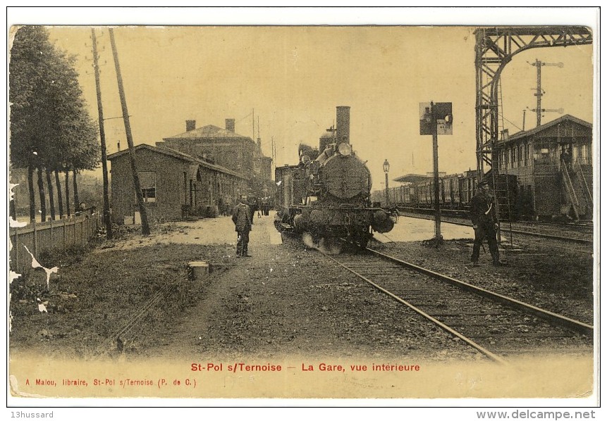 Carte Postale Ancienne Saint Pol Sur Ternoise - La Gare, Vue Intérieure - Chemin De Fer - Saint Pol Sur Ternoise