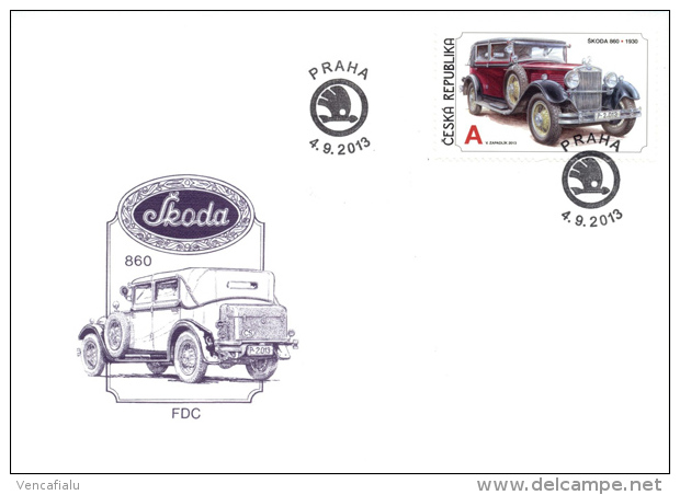 Year 2013 - Old Automobile Skoda, Set Of 2 FDC´s - FDC