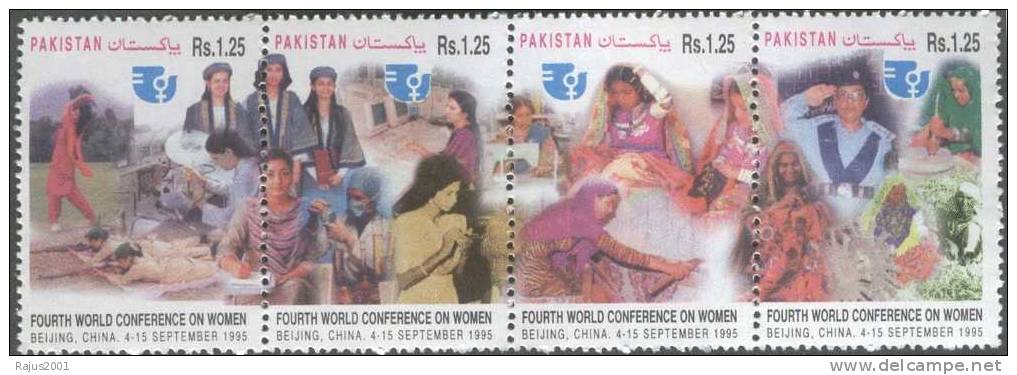 Computer, Golf, Nurse, Police, Education, Textile, Chemistry, World Congress Of Women In Chinese Beijing MNH Pakistan - Chimie