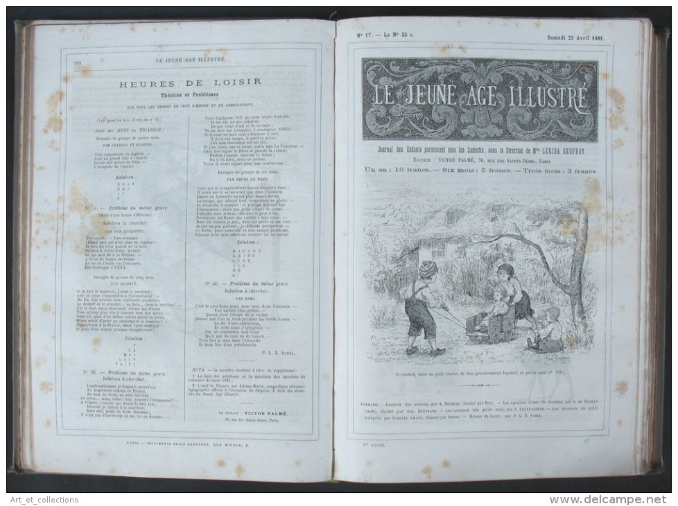 4 Reliures  du journal «Le Jeune Age Illustré »/ 4 Tomes dont  les 2 premiers / DÉDICACE de la Directrice Lérida-Geofroy