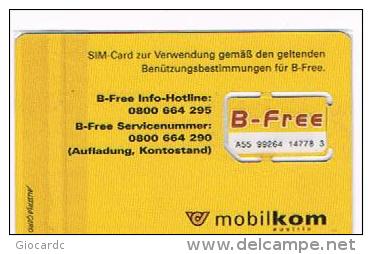 AUSTRIA - MOBILKOM  (SIM GSM) -  B-FREE: BUTTERFLY -    USED WITH CHIP  ° -  RIF. 5294 - Austria