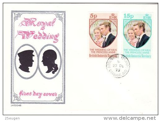 BRITISH ANTARCTIC TERRITORY 1973 ROYAL WEDDING  FDC - FDC