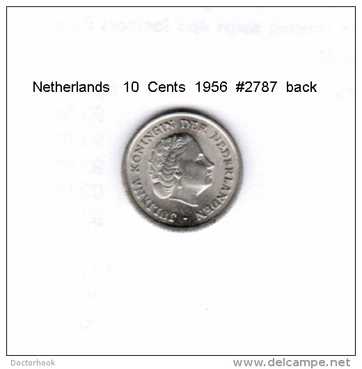 NETHERLANDS    10  CENTS  1956  (KM # 182) - 1948-1980 : Juliana