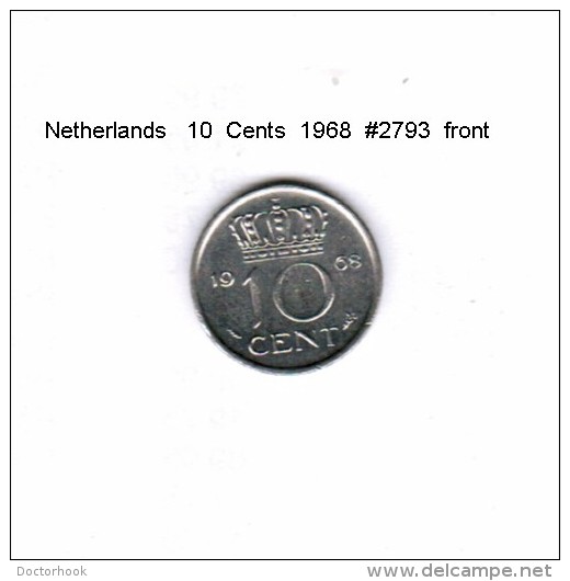 NETHERLANDS    10  CENTS  1968  (KM # 182) - 1948-1980 : Juliana